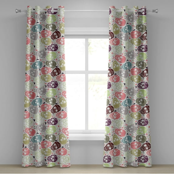 Ambesonne Grommet Curtain, , 50"x108", Off White Coral Pale Grey