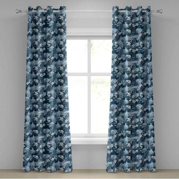 Ambesonne Grommet Curtain, , 50"x108", Off White Pale Azure Blue
