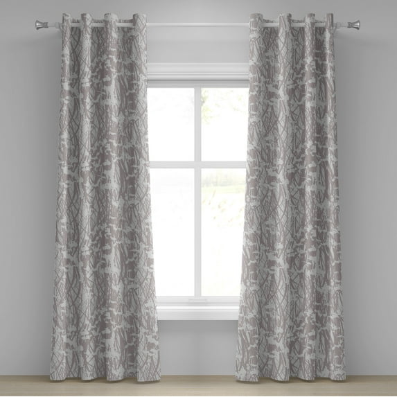 Ambesonne Grommet Curtain, , 50"x108", Pale Lavender and Off White