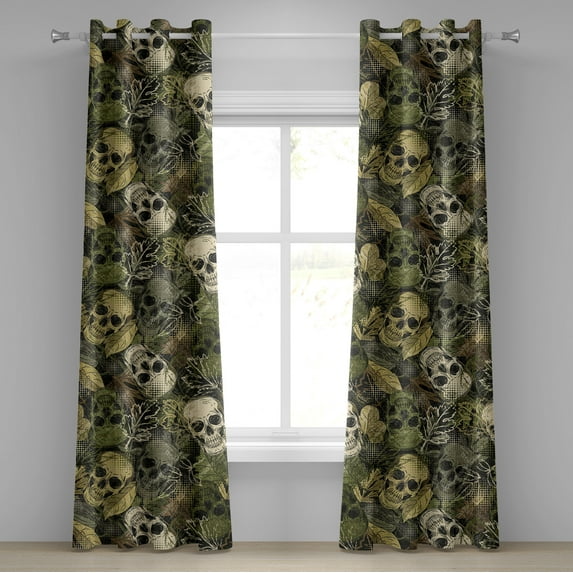 Ambesonne Grommet Curtain, , 50"x108", Pale Olive Green Eggshell