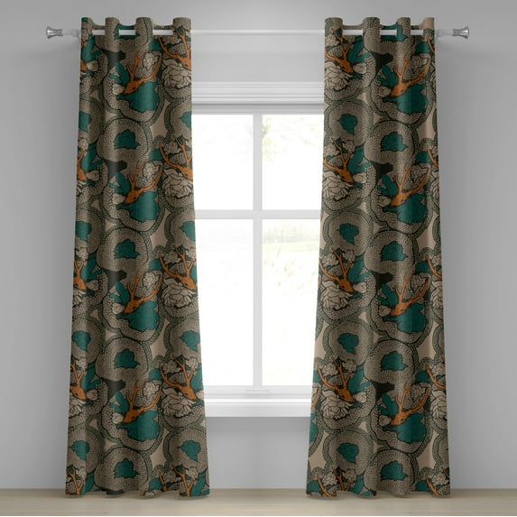 Ambesonne Grommet Curtain, , 50"x108", Pale Vermilion Warm Taupe