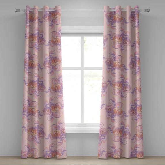 Ambesonne Grommet Curtain, , 50"x108", Rose Lavender Pastel Pink