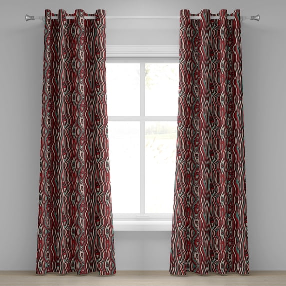 Ambesonne Grommet Curtain, , 50"x108", Vermilion Seafoam and Ivory