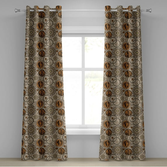 Ambesonne Grommet Curtain, , 50"x108", Warm Taupe Dark Orange