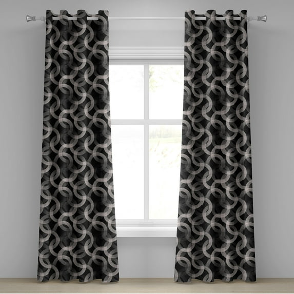 Ambesonne Grommet Curtain, , 50"x120", Black and Pale Pink