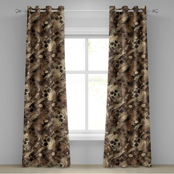 Ambesonne Grommet Curtain, , 50"x120", Champagne Umber Cocoa