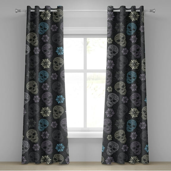 Ambesonne Grommet Curtain, , 50"x120", Charcoal Grey Pale Lilac