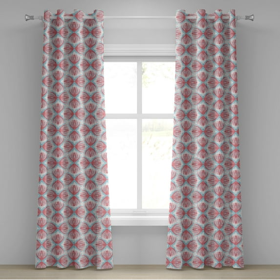 Ambesonne Grommet Curtain, , 50"x120", Coral and Sky Blue