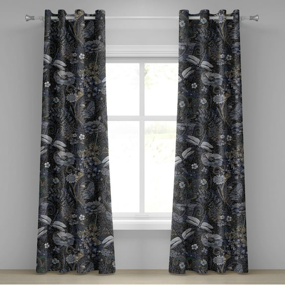 Ambesonne Grommet Curtain, , 50"x120", Dark Ceil Blue Khaki