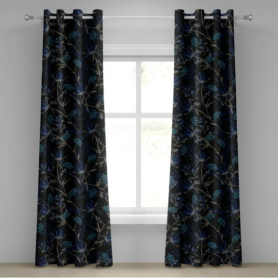 Ambesonne Grommet Curtain, , 50"x120", Dark Indigo and Pale Camel