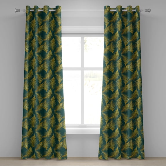 Ambesonne Grommet Curtain, , 50"x120", Dark Teal and Mustard