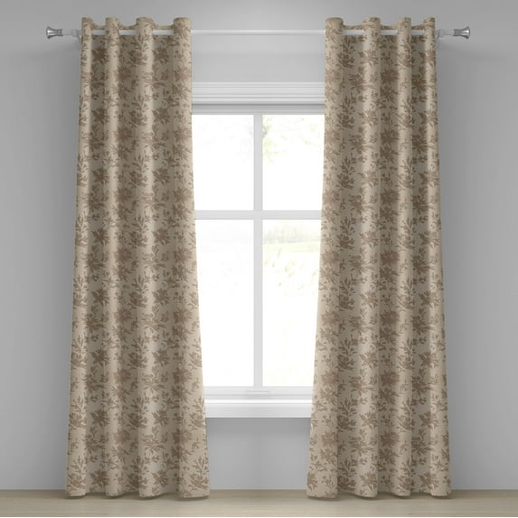 Ambesonne Grommet Curtain, , 50"x120", Eggshell and Warm Taupe