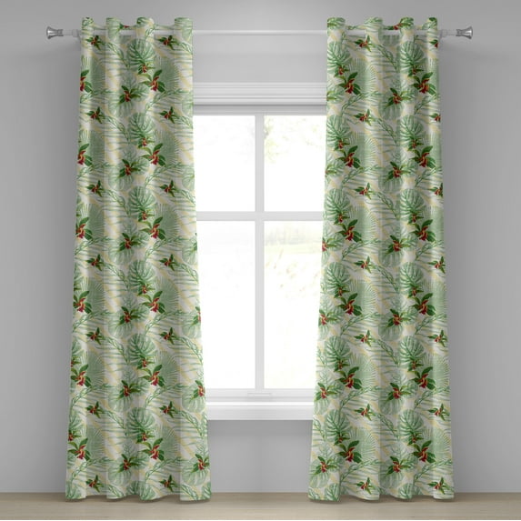 Ambesonne Grommet Curtain, , 50"x120", Fern Green Beige Magenta