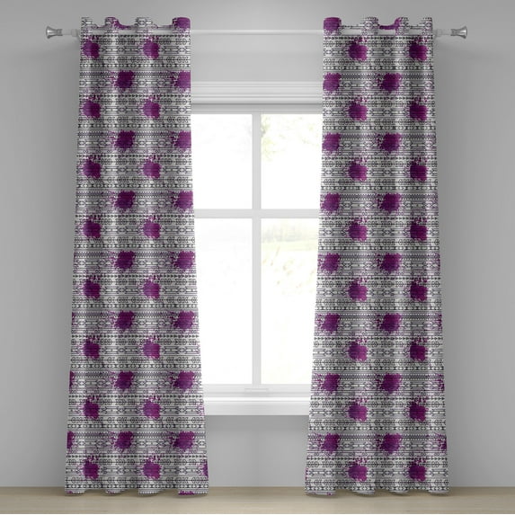 Ambesonne Grommet Curtain, , 50"x120", Fuchsia Purple and Coconut