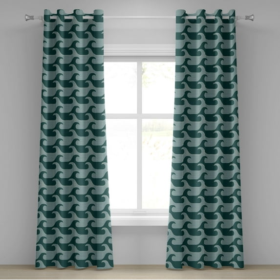Ambesonne Grommet Curtain, , 50"x120", Hunter Green and Cadet Blue