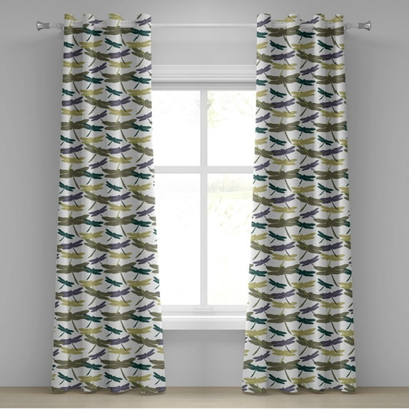 Ambesonne Grommet Curtain, , 50"x120", Mauve Khaki and Dark Teal