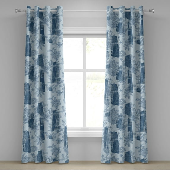 Ambesonne Grommet Curtain, , 50"x120", Pale Blue and Dark Sky Blue