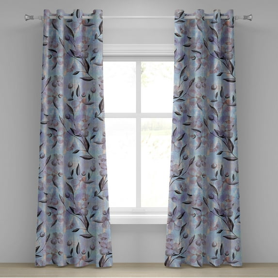 Ambesonne Grommet Curtain, , 50"x120", Pale Ceil Blue and Lavender