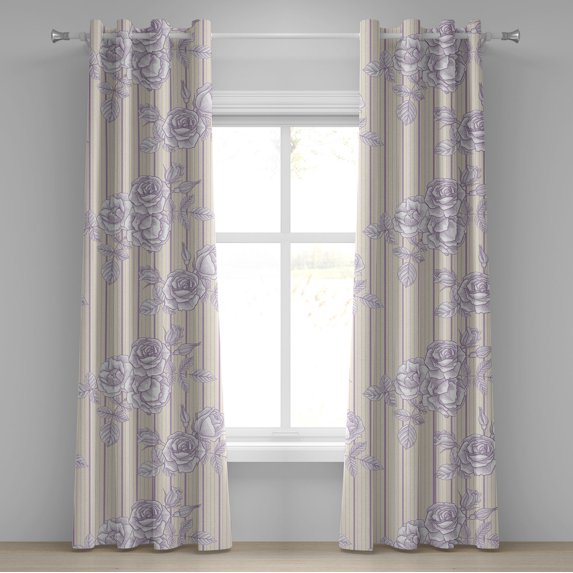 Ambesonne Grommet Curtain, , 50"x120", Pale Lavender Cream