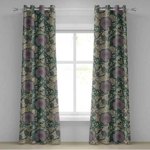 Ambesonne Grommet Curtain, , 50"x120", Pale Lilac Champagne and Teal