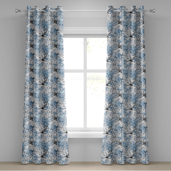 Ambesonne Grommet Curtain, , 50"x120", Pale Sky Blue White