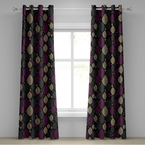 Ambesonne Grommet Curtain, , 50"x120", Purple Dark Grey Tan
