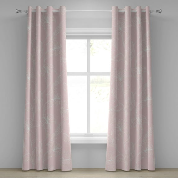 Ambesonne Grommet Curtain, , 50"x120", Rose White