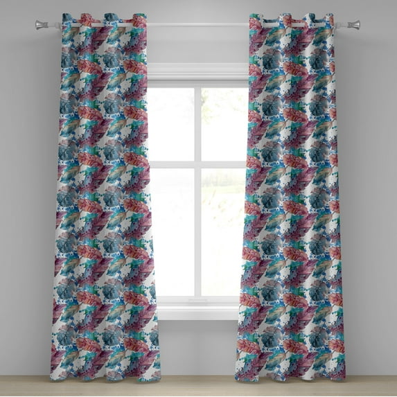 Ambesonne Grommet Curtain, , 50"x120", Seafoam Pale Purple Blue