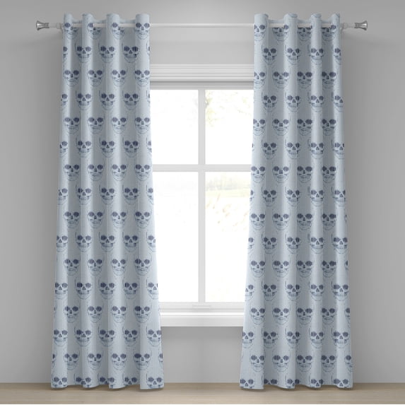 Ambesonne Grommet Curtain, , 50"x120", Soft Blue Indigo and White