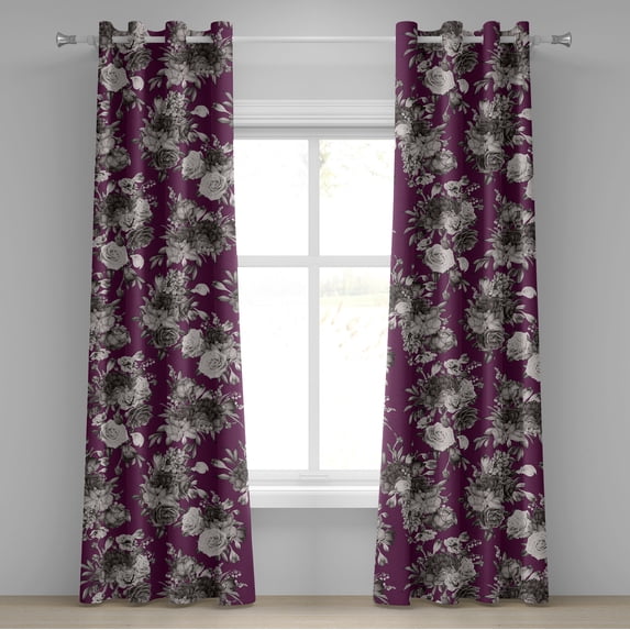 Ambesonne Grommet Curtain, , 50"x120", Taupe Grey Dark Magenta
