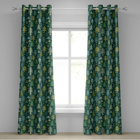 Ambesonne Grommet Curtain, , 50"x120", Teal Khaki Cadet Blue