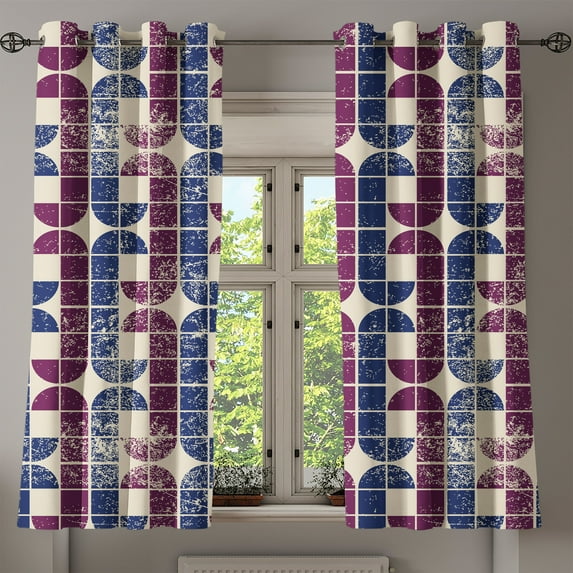 Ambesonne Grommet Curtain, , 50"x60", Champagne Plum Indigo