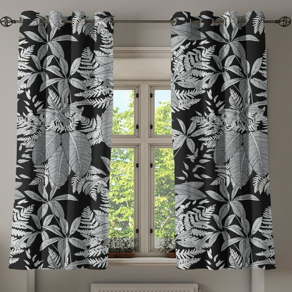 Ambesonne Grommet Curtain, , 50"x60", Charcoal Grey and Pale Grey