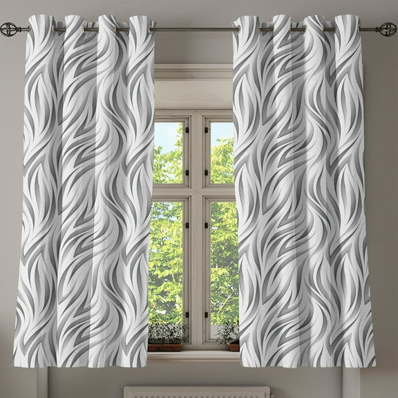 Ambesonne Grommet Curtain, , 50"x60", Charcoal Grey and White