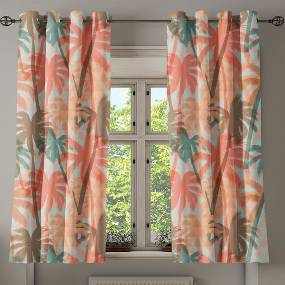Ambesonne Grommet Curtain, , 50"x60", Coral Cadet Blue
