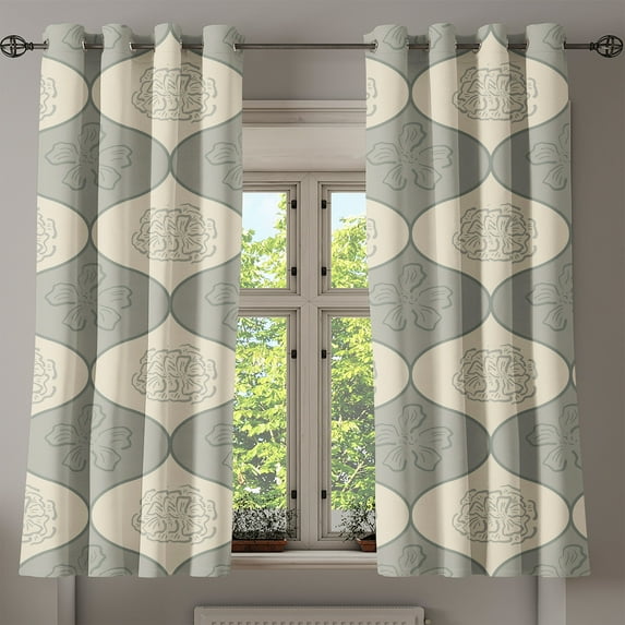 Ambesonne Grommet Curtain, , 50"x60", Cream Grey Teal