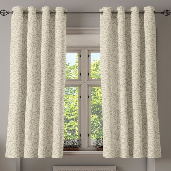Ambesonne Grommet Curtain, , 50"x60", Cream and Pale Sepia
