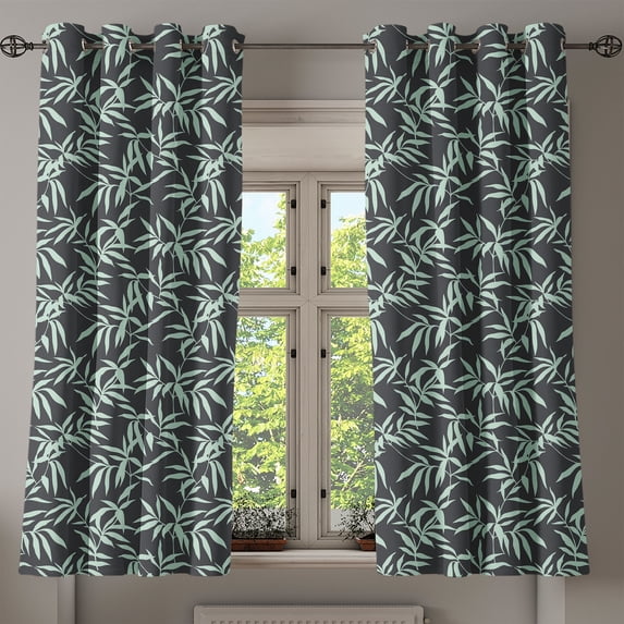 Ambesonne Grommet Curtain, , 50"x60", Dark Blue Grey Mint Green