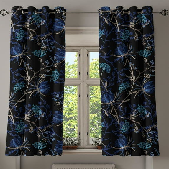 Ambesonne Grommet Curtain, , 50"x60", Dark Indigo and Pale Camel