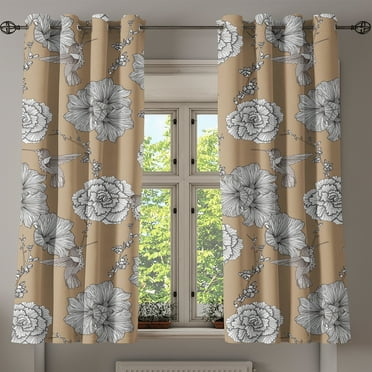 Ambesonne Grommet Curtain, , 50"x60", Dark Khaki White