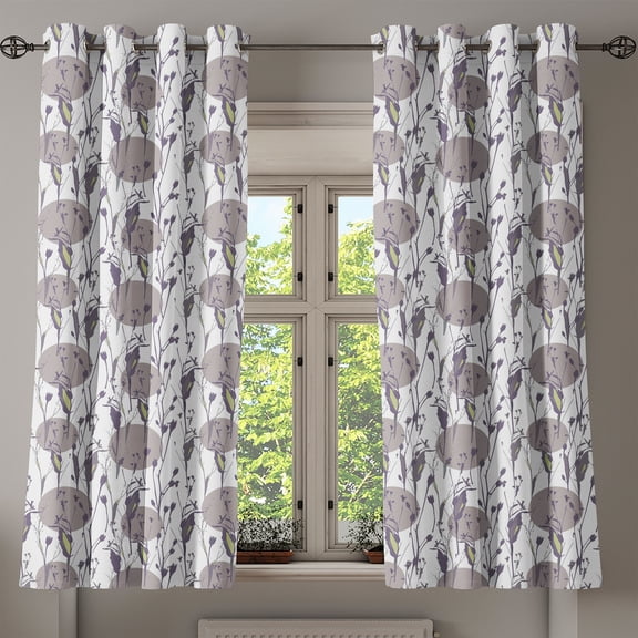 Ambesonne Grommet Curtain, , 50"x60", Dark Purple Grey and White