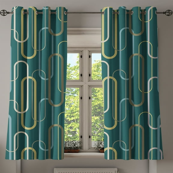 Ambesonne Grommet Curtain, , 50"x60", Dark Teal and Multicolor
