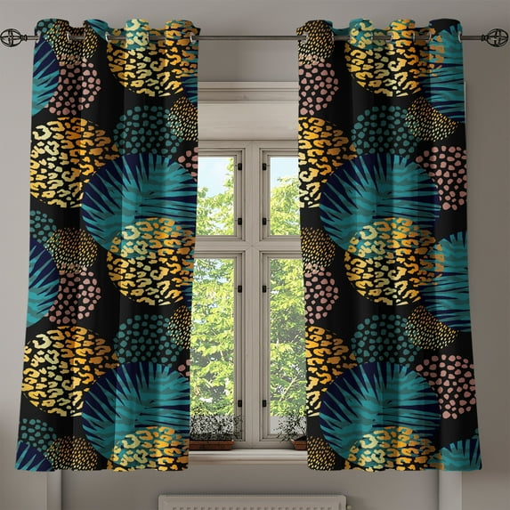 Ambesonne Grommet Curtain, , 50"x60", Earth Yellow Sea Blue
