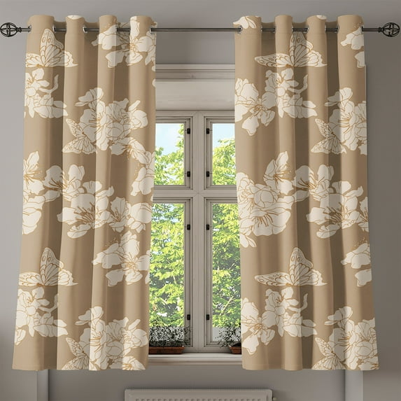 Ambesonne Grommet Curtain, , 50"x60", Eggshell Pastel Brown