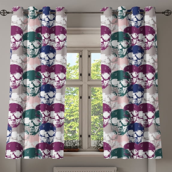Ambesonne Grommet Curtain, , 50"x60", Hunter Green Plum Rose
