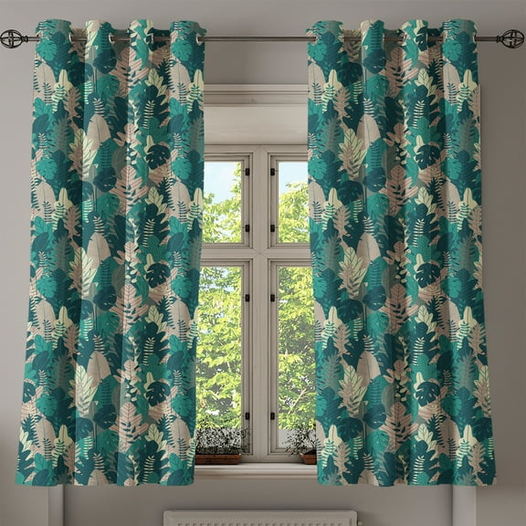 Ambesonne Grommet Curtain, , 50"x60", Hunter Green and Warm Taupe