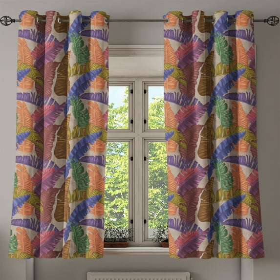 Ambesonne Grommet Curtain, , 50"x60", Laurel Green and Lavender