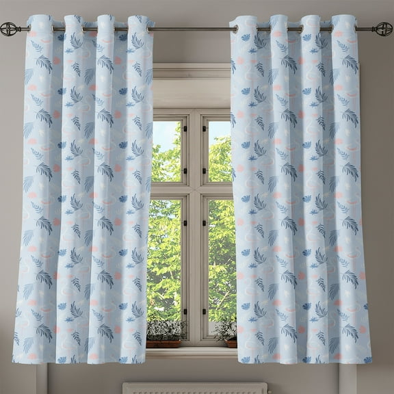 Ambesonne Grommet Curtain, , 50"x60", Pale Azure Blue Coral