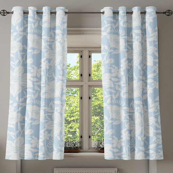 Ambesonne Grommet Curtain, , 50"x60", Pale Blue White