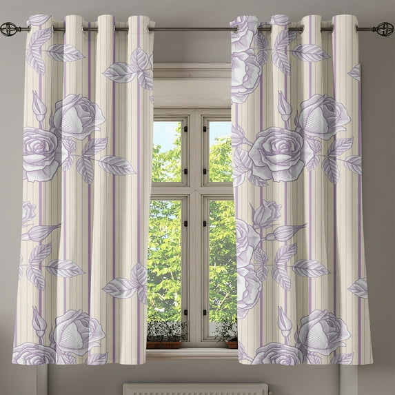 Ambesonne Grommet Curtain, , 50"x60", Pale Lavender Cream